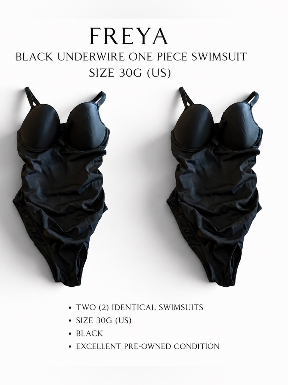 Freya Black Underwire One-Piece Swimsuit Bundle of 2 | US 30G | EUC